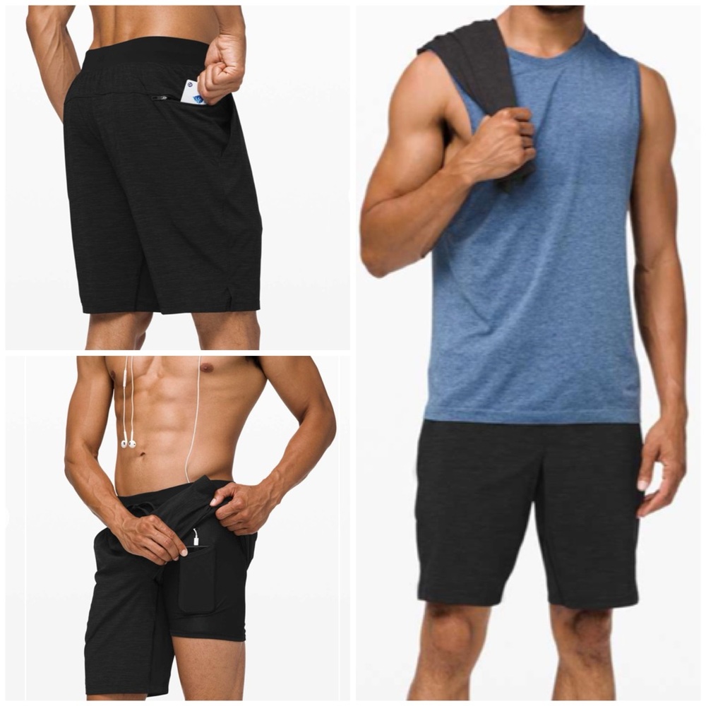 Lululemon T.H.E Short 9” Liner In Heather All Over Deep Coal Black Size M